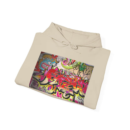 Urban Graffiti Unisex Hoodie, Trendy Streetwear Pullover, Casual Outfit for Hipsters, Graffiti Art Lover Gift, Cozy Sweatshirt