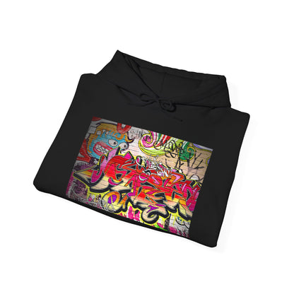 Urban Graffiti Unisex Hoodie, Trendy Streetwear Pullover, Casual Outfit for Hipsters, Graffiti Art Lover Gift, Cozy Sweatshirt